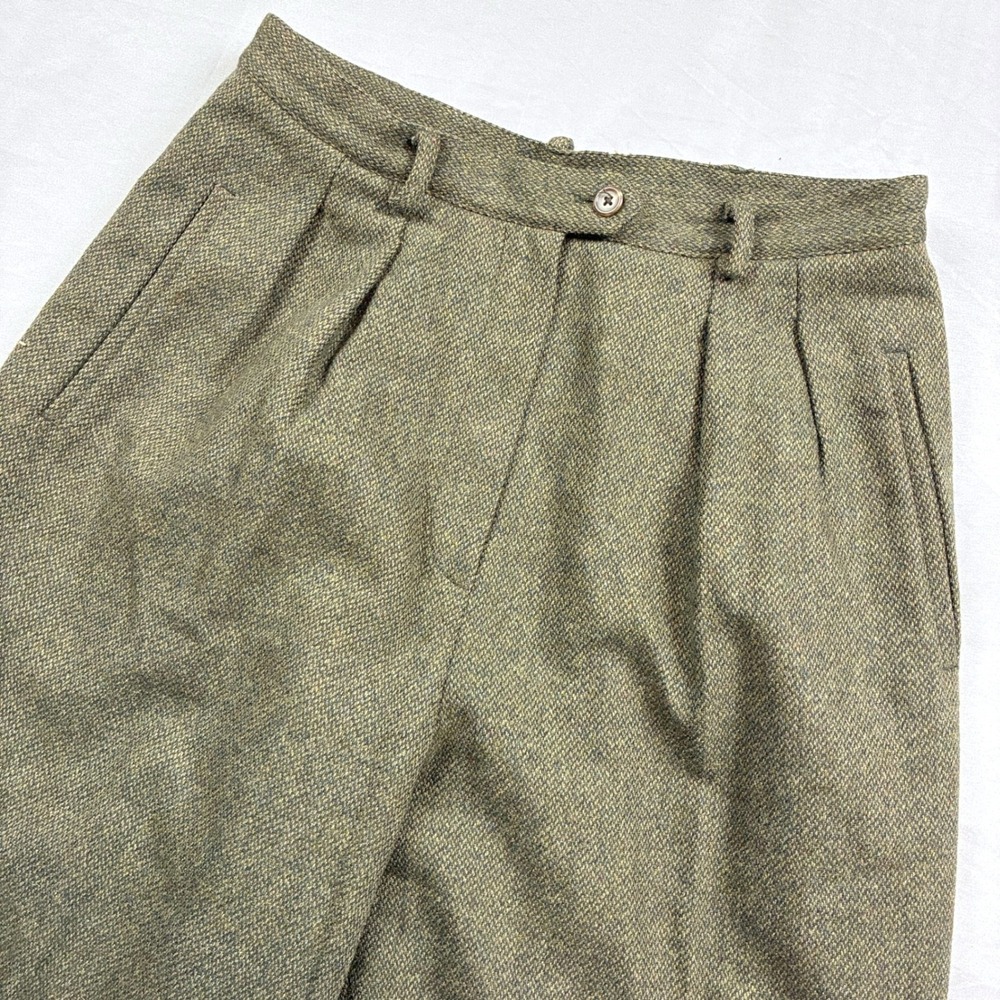 Lauren Ralph Lauren Wool Blend Trousers Slacks 10 Pleated 90s Green Olive VTG